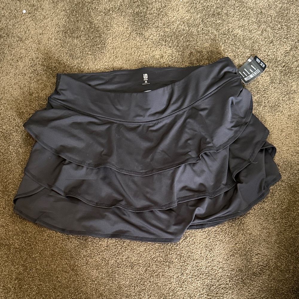 Ideology Black Tiered Ruffle Active Skort